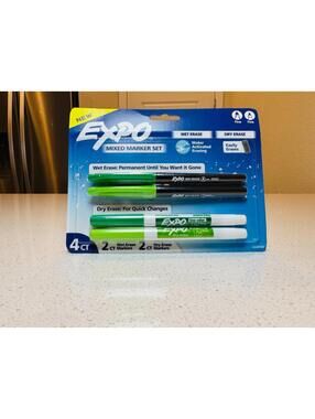 Expo Mixed Marker Set Wet and Dry Erase Markers 4 Count